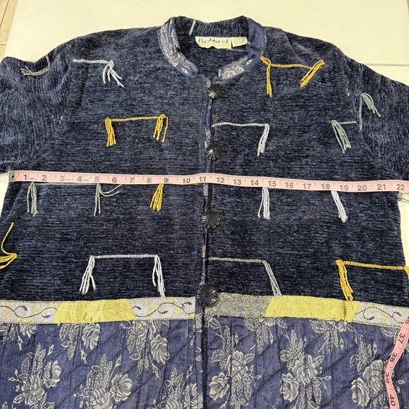 Flashback Jacket Blue/Gold Blazer Velvet Satin Patchwork Boho Women’s Size Small - Picture 5 of 16